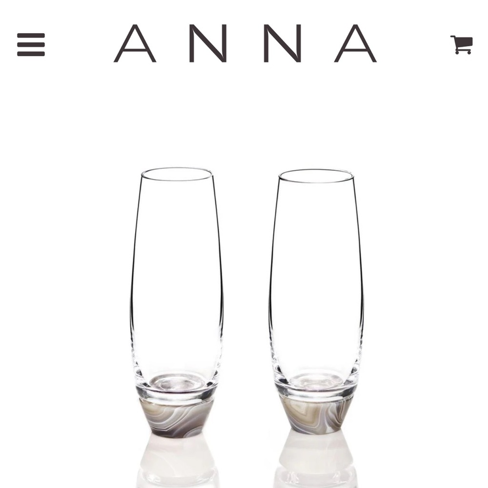 ANNA NEW YORK Elevo Champagne Glasses, Smoke Agate, Set of 2